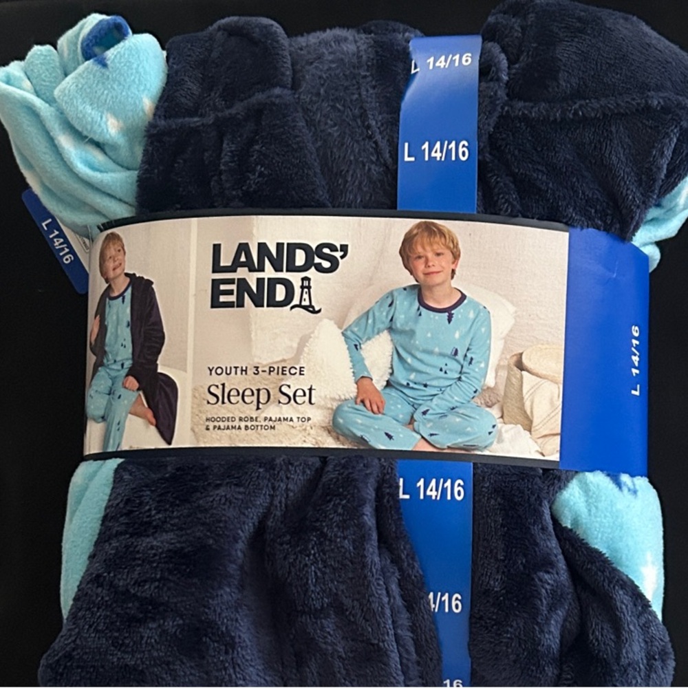 Lands' End Kids' Pajama Set in Navy and Sky Blue